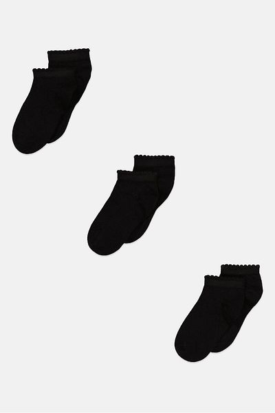 XOXO Toddler Girl 3 Pairs Ankle Socks, Black