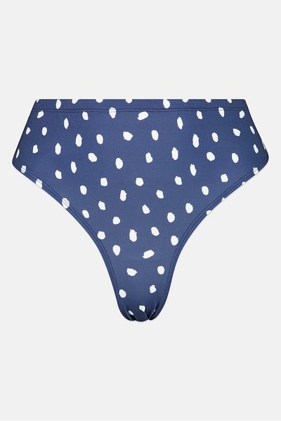 Asos Design Women Curve Polka Dots Bikini Bottom, Blue