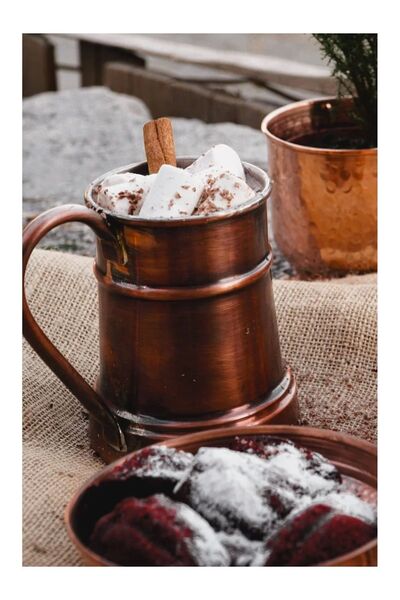 Bakır Concept Copper Mug Cup Barrel Model (2 Pcs) Oxidized Color