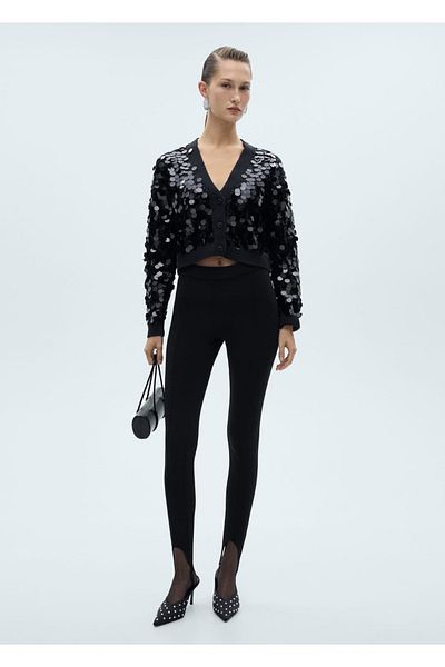 MANGO Woman Cardigan tricotat cu paiete
