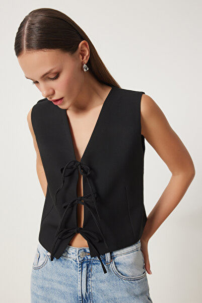 Lovelyİstanbul Bow Tie Woven Vest Black Lgp0008