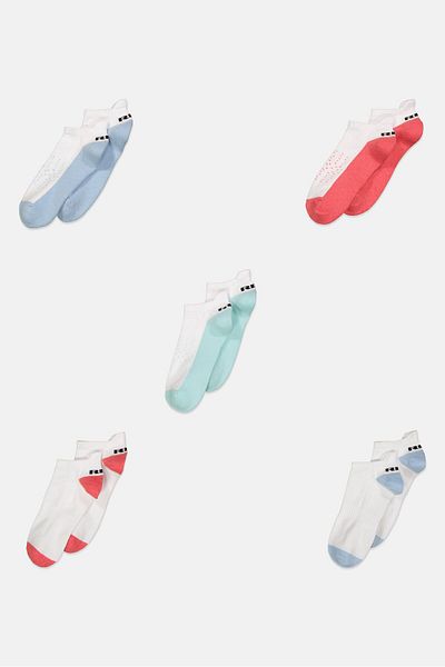 RBX Women 5 Pairs Brand Logo Low Socks, White