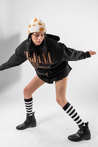 Bak Moda Unisex černá mikina Nirvana Oversize Black - potištěná na zadní straně