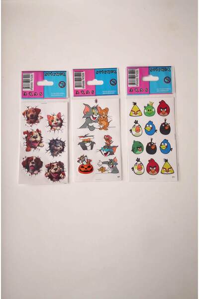 ARAS Köpek Kedi, Angry Birds, Tom ve Jerry Stickers Etiket Kabartmalı - 3 Çeş...