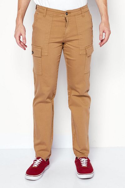Nautica Men Slim Fit Solid Cargo Pants, Beige