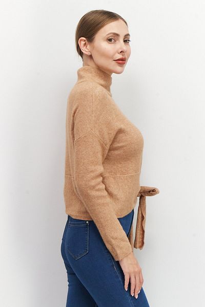 Couture Made For Vero Moda سترة ليندا ذات الرقبة الطويلة للنساء، لون بني هندي