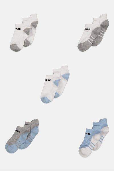RBX Kids Boy 5 Pairs Textured Ankle Socks, Grey