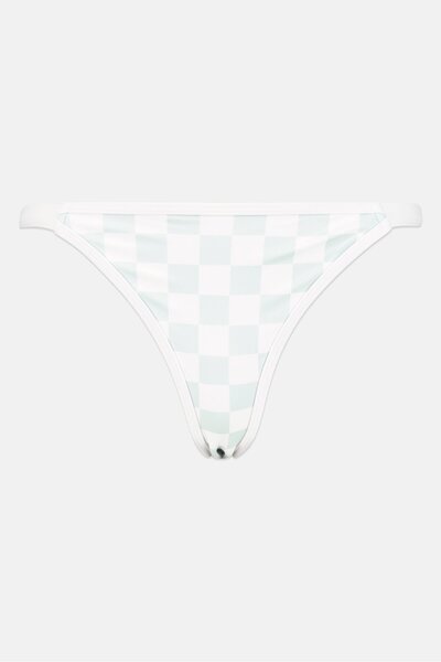 Luxe Palm Women Hipster Checkered Bikini Bottom, Multicolor