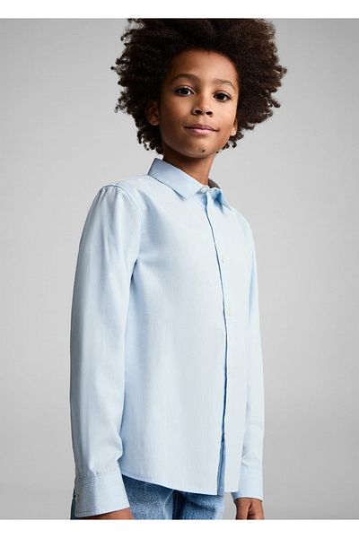 MANGO Kids Cămașă din bumbac cu dungi cu croială obișnuită