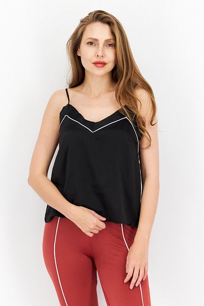Loungeable Women Solid Sleeveless Sleep Top, Black