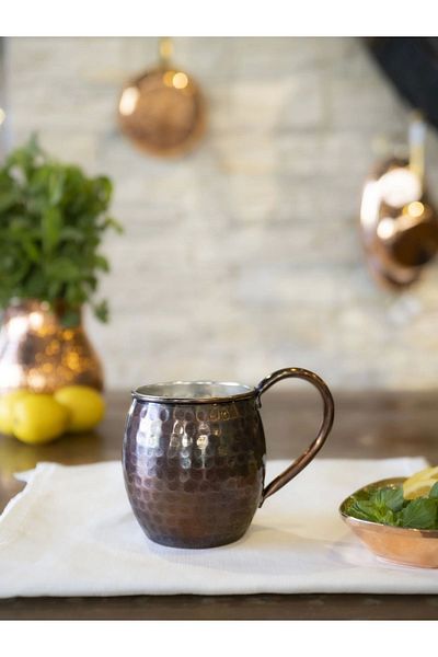 Bakır Concept Copper Mug Cup Chubby Model Hammer Forged 2-Piece Oxidized