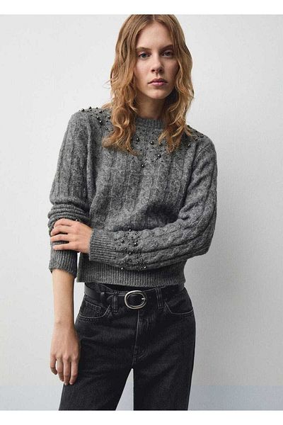 MANGO Woman Bead Detailed Knitwear Sweater