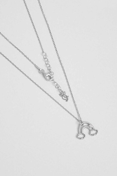 So CHIC... Gökkuşağı 18 Ayar Beyaz Altın Kaplama 45 Cm Gümüş Kolye