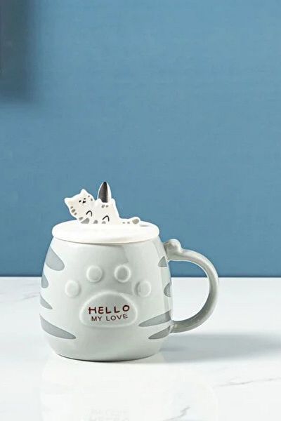 HUN Cute Custom Design Cat Figure Cup with Lid Mug