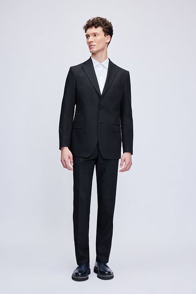 Hatemoğlu Black Comfort Fit Print Mono Neck Classic Suit