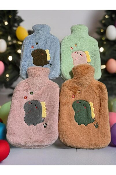 Layrol Peluş Kılıflı Dinazor Emojili Sıcak Su Torbası 2 LT Cepli El Geçmeli Sıcak Su Torbası