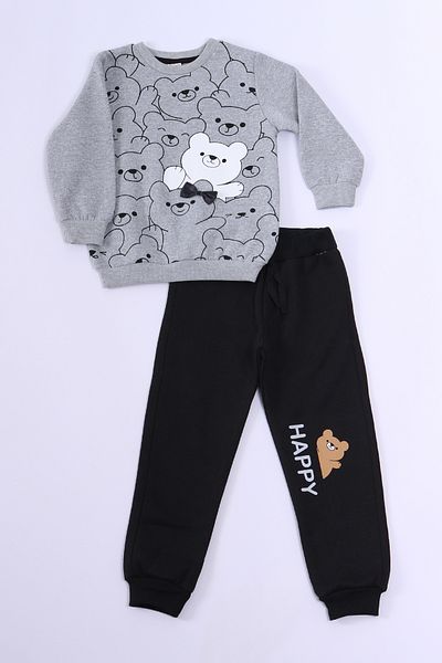 HÇM Girl's 3 Thread Tracksuit Set - Teddy Bear Printed A55