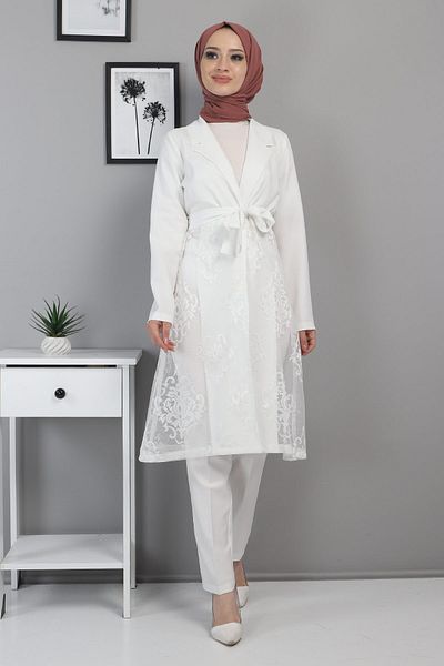Modamihram Lace Suit White 9331