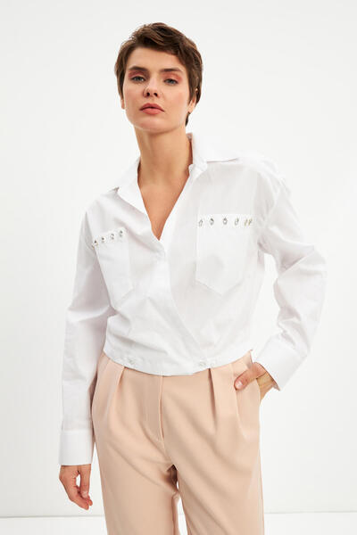 STELLA PULVIS Bluză albă cu două piepte Stone Crop