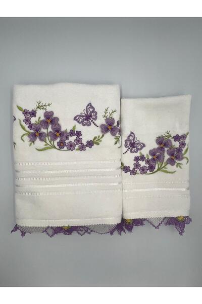 Şatilli Handmade İğne oyalı 3d Nakışlı kadife Analı-kızlı 50x90 yüz&30x50 mut...