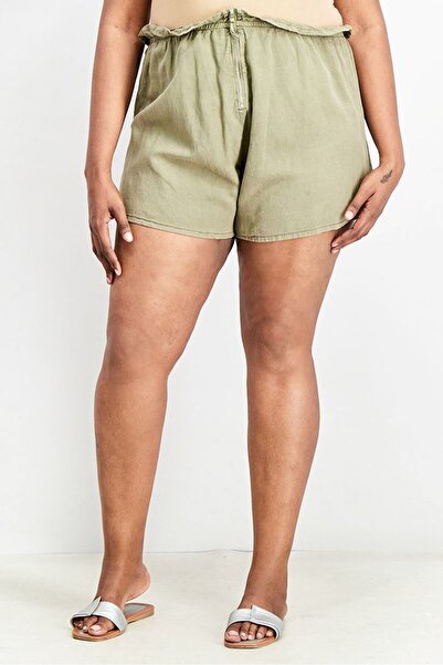 Asos Design شورت نسائي سادة بمقاس منحني، زيتوني