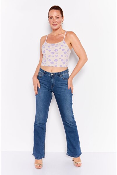 Daisy Street Women Square Neck Sleeveless Allover Pattern Tank Top, Purple