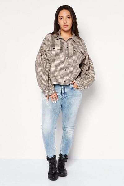 Sadie & Sage Women Checkered Jacket Shirt, Grey