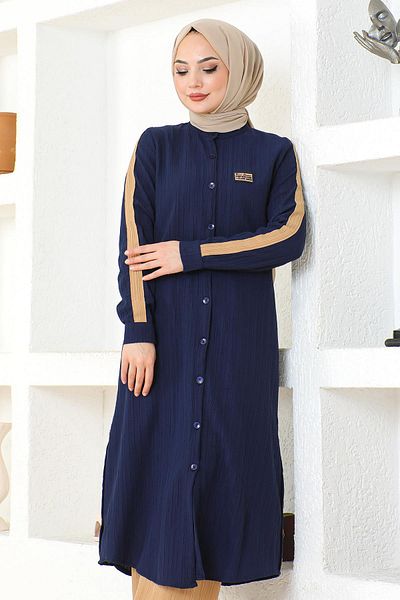 Modamihram Indigo Suit - With Crest Detail and Buttons 19194