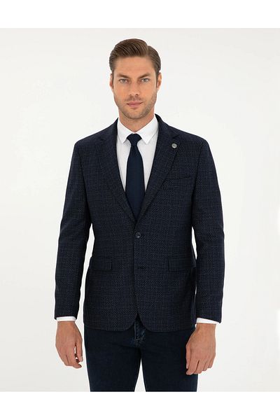 Pierre Cardin Pi̇erre Cardin Woven Fabric Wool Special Fit Navy Blue Jacket