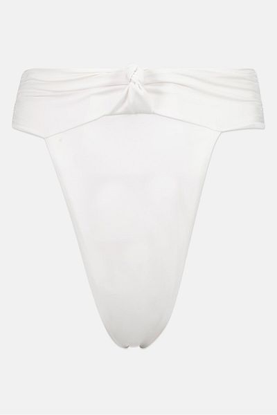 Asos Design Women Plain Twist High Waist Swim Bikini, White