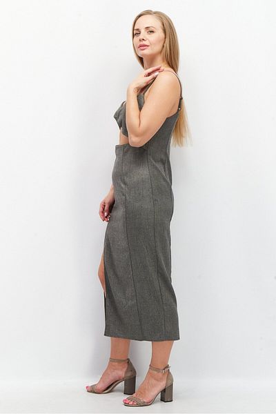 Asos Design Women Sleeveless Keyhole Tailored Midi Dress, Grey Combo