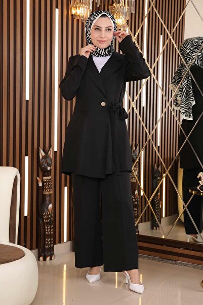 Modamihram Pásek Detailed Suit Black 19106