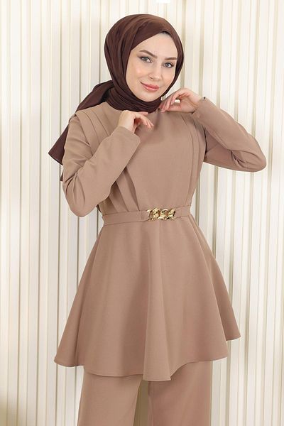 Modamihram Chain Belted Suit Mink 18001