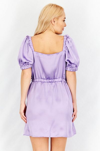 Flounce London Women Petite Plain Mini Dress, Lavender