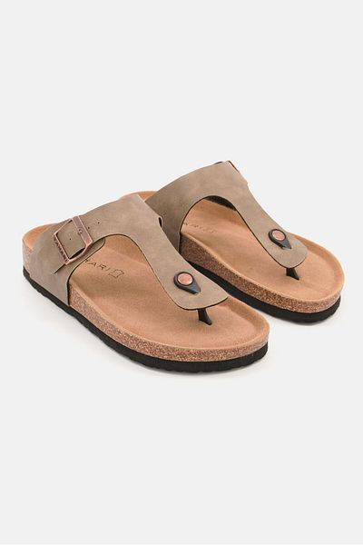 Tahari Men Slip On Cork Sandals, Dark Sand