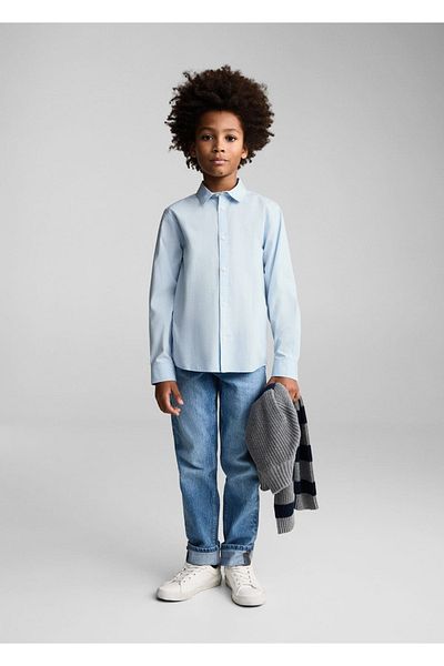 MANGO Kids Cămașă din bumbac cu dungi cu croială obișnuită