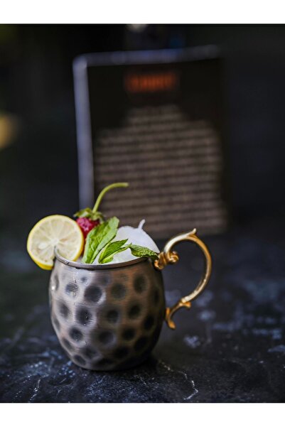 Bakır Concept Copper Mug Cup with Eyebrow Model Oxidized Color