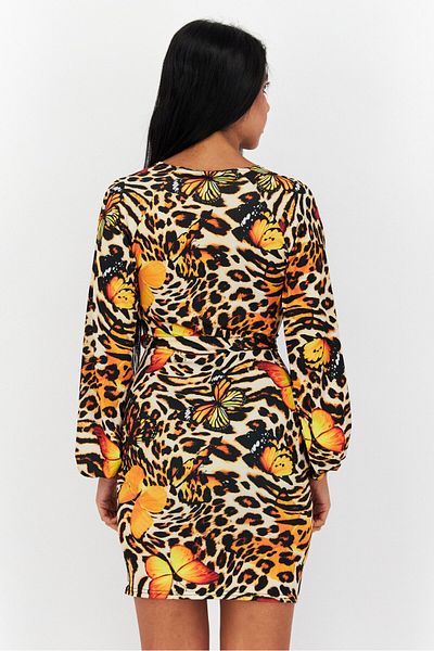 I Saw It First Women Animal Print Bodycon Dress, Yellow Combo