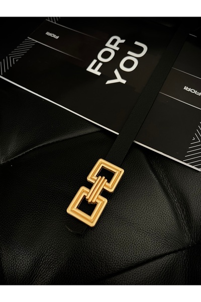 Fiori Double Gold Buckle Thin Women's Belt, Pants Belt, Jacket Belt, Shirt Belt, Dress Belt