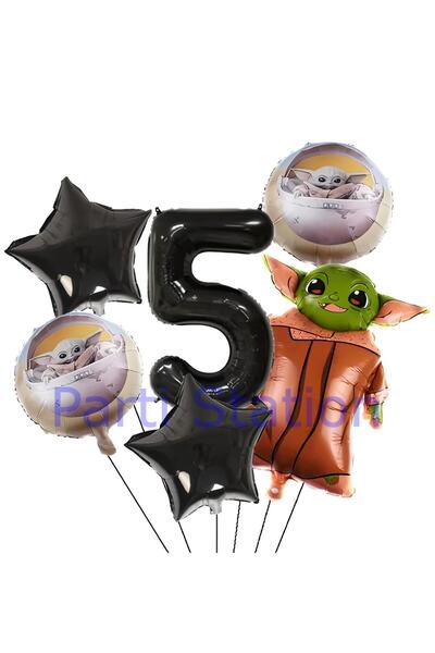 Parti Station مجموعة بالونات ستار وورز يودا ذات الأرقام السوداء بعمر 5 سنوات،...