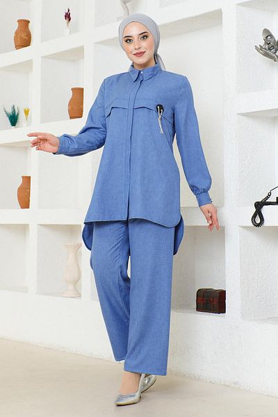 Modamihram Blue Chain Suit - 19206