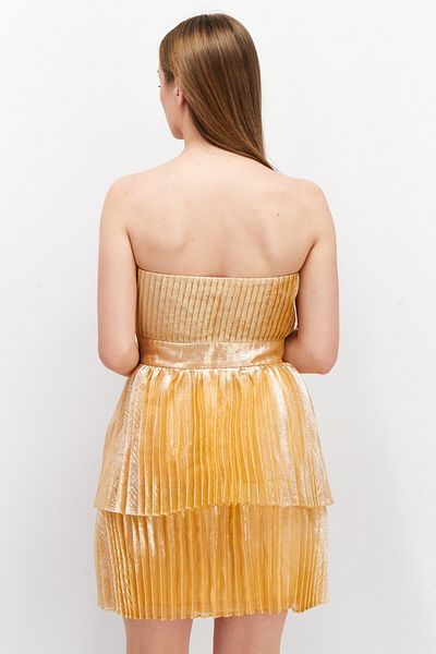 Collective The Label Women Metallic Mini Party Dress, Peach