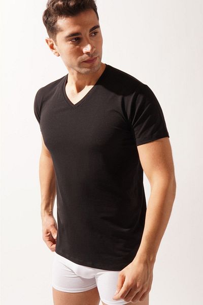 Katia&Bony V-Neck Basic Modal Men's Undershirt Black