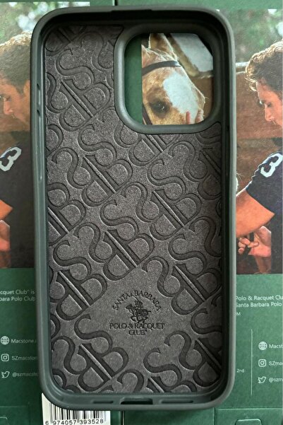 3GEN CASE İphone 15 Pro Max Polo Santa Barbara Racquet Clup Lisanslı 3D Nakış İşlemeli İçi Kadife Deri Kaplama