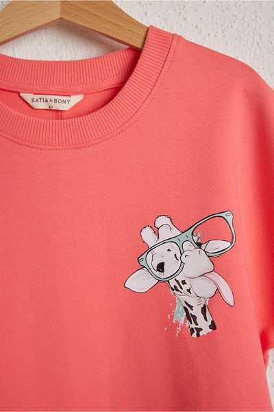 Katia&Bony Забавна тениска за момиче Giraffe Pink