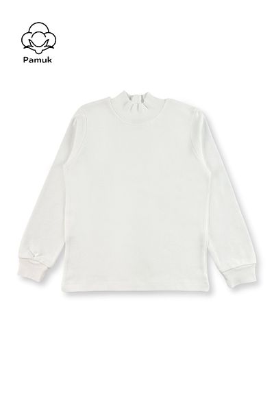 difa kids Girls Boys Unisex Children's Ecru Color Seasonal Winter Half Throat Long Sleeve Badi