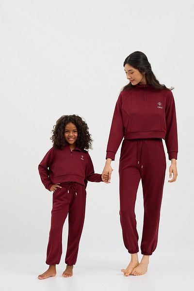 Katia&Bony Claret Red Girl's Fluffy Basic Sweatshirt