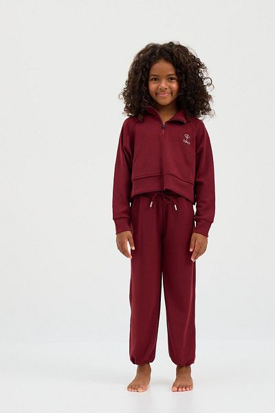 Katia&Bony Claret Red Girl's Fluffy Basic Sweatshirt