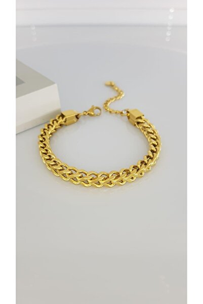 SONES Gold Zincir Günlük Kullanıma Uygun Çelik Bileklik Sns403434