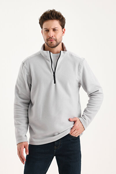 GENIUS STORE Unisex Polar Yarım Fermuarlı Erkek Polar Rüzgar Geçirmez Kadın-Erkek Polar